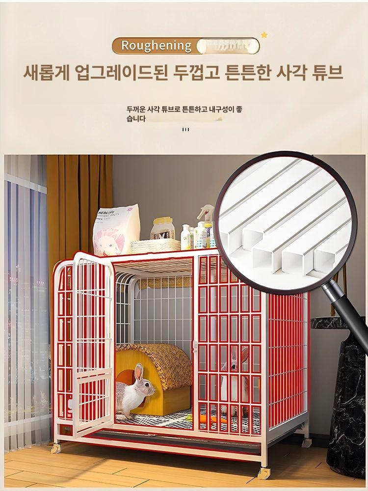 대형 펜스 애견 케이지 이동식 바퀴달린 강철 철망 반려견 실내 가정용 견사 고양이 보호 동물 안전 우리 - 상세 이미지 3