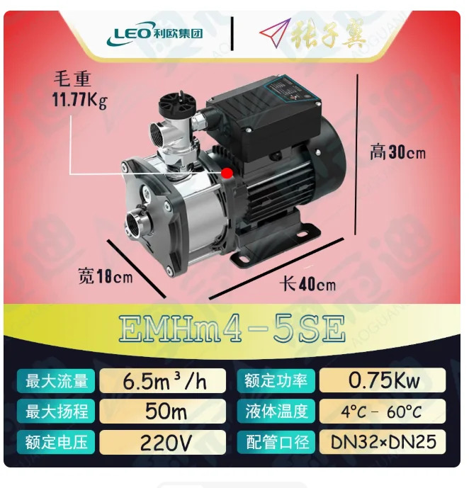 LEO EMHm 스테인레스 스틸 다단 원심 워터 펌프 EMHm4-3SE EMHm4-4SE EMHm4-5SE