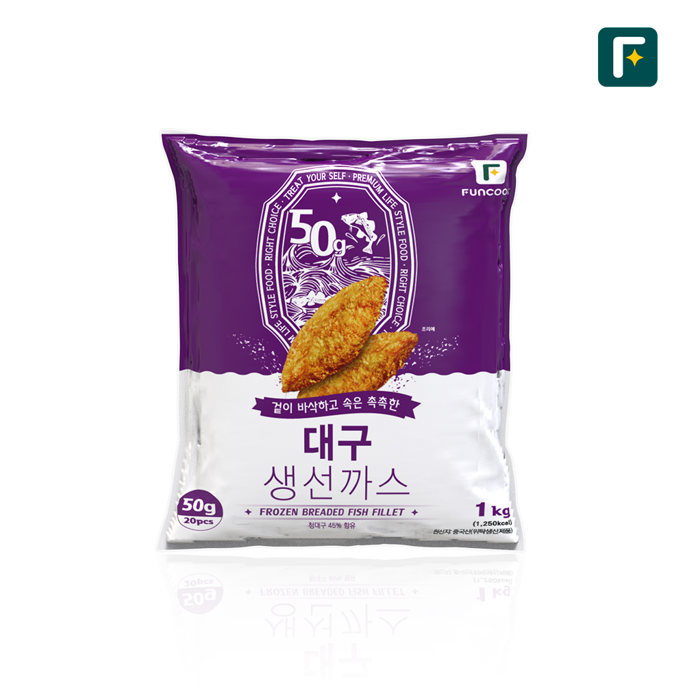 펀쿡 대구 순살 생선까스 1kg (50g X 20미) 생선튀김 업소용 벌크 - 상품 이미지