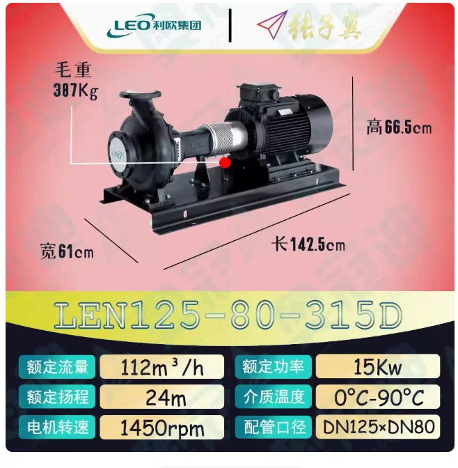 LEO LEN 수평 엔드 흡입 원심 펌프 LEN125-80-315B 15KW LEN125-80-315C LEN125-80-315D LEN125-80-315E 11KW