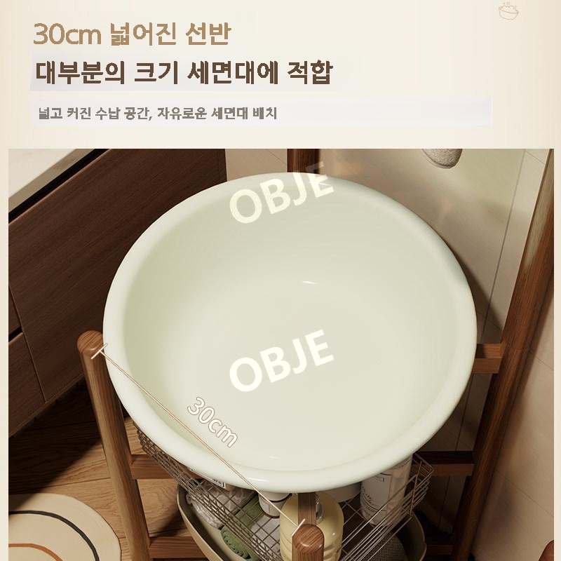 세면대 스탠드 원목 수납 거울 간이 욕실 하부장 소형 세면기 - 상세 이미지 4
