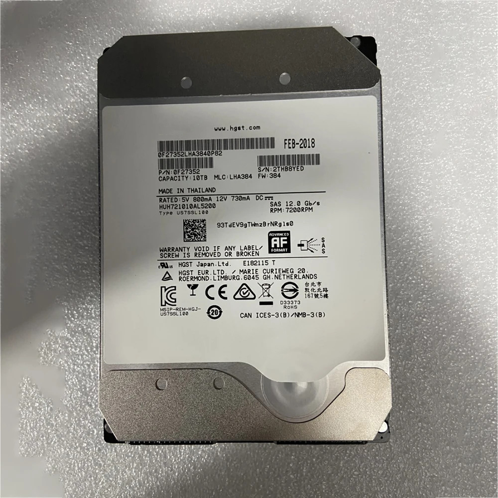 10 테라바이트 HGST 10T SAS 12G HUH721010AL5200 7200RPM 256MB 12 기가 바이트호환/초 3.5 하드