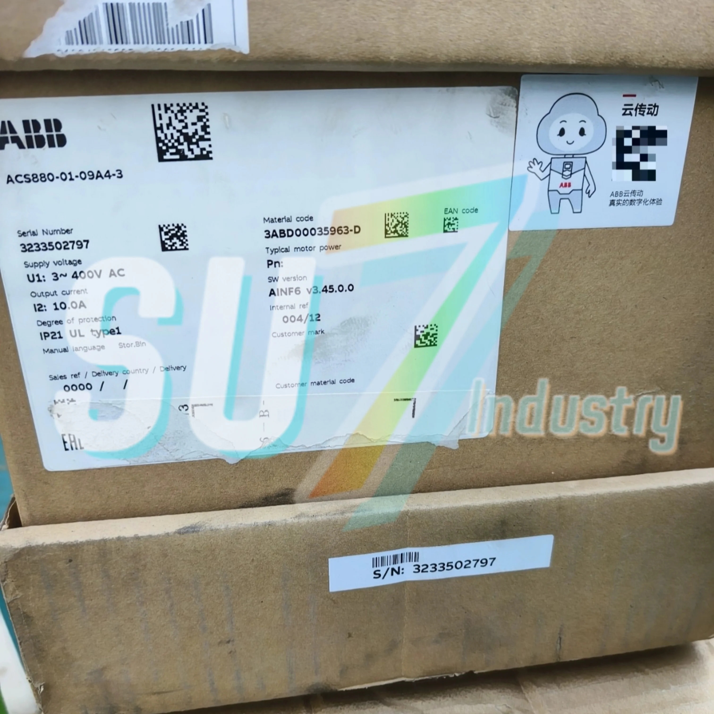 ACS880-01-07A2-3 ACS880-01-09A4-3 주파수 변환기 원본