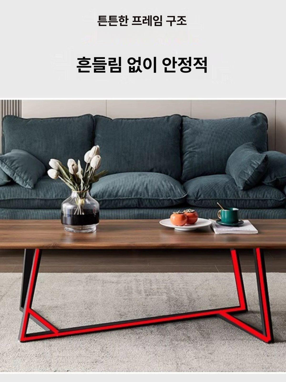 사무실 월넛 거실 좌탁 좌식 오피스텔 쇼파테이블 소파테이블 모던 라운지 세트 - 상세 이미지 3