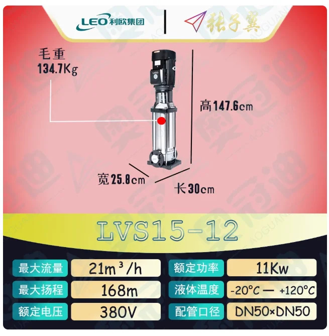 LEO LVR/LVS15 스테인레스 스틸 수직 다단식 워터 펌프 LVR15-10 LVS15-10 LVR15-12 LVS15-12