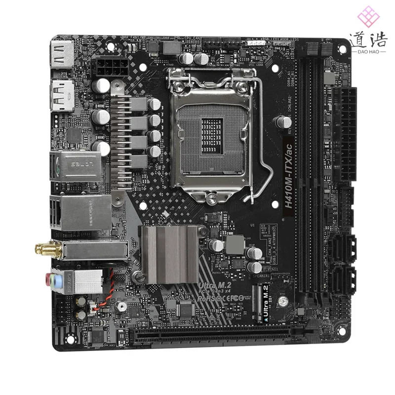 ASRock호환 H410M-ITX/AC 마더보드64GB HDMI PCI-E3.0 M.2 LGA 1200 DDR4 Mini-ITX H410 메인보드 완전 작동 리퍼