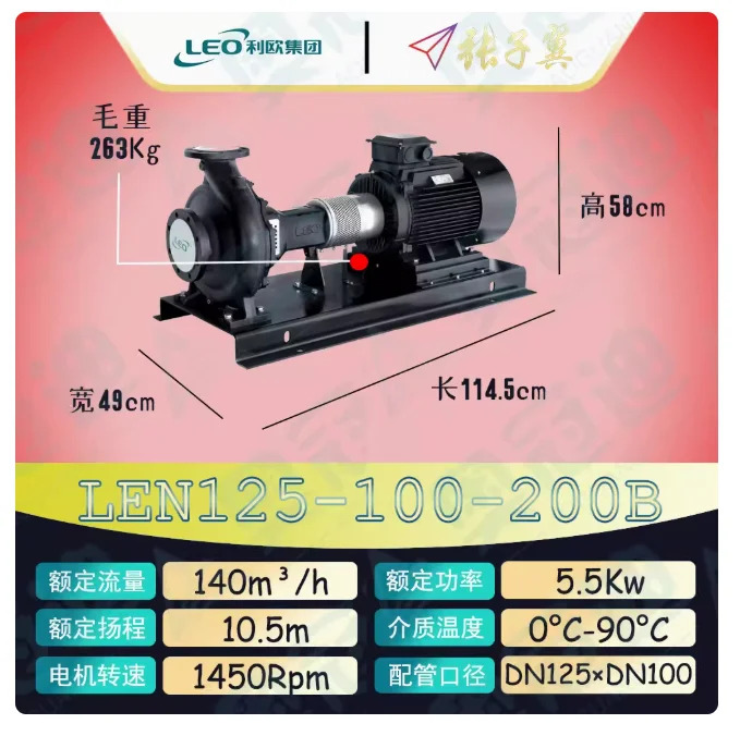 LEO LEN 수평 엔드 흡입 원심 펌프 LEN125-100-200B LEN125-100-200C 5.5KW LEN125-100-200D 4KW LEN125-80-250 11KW