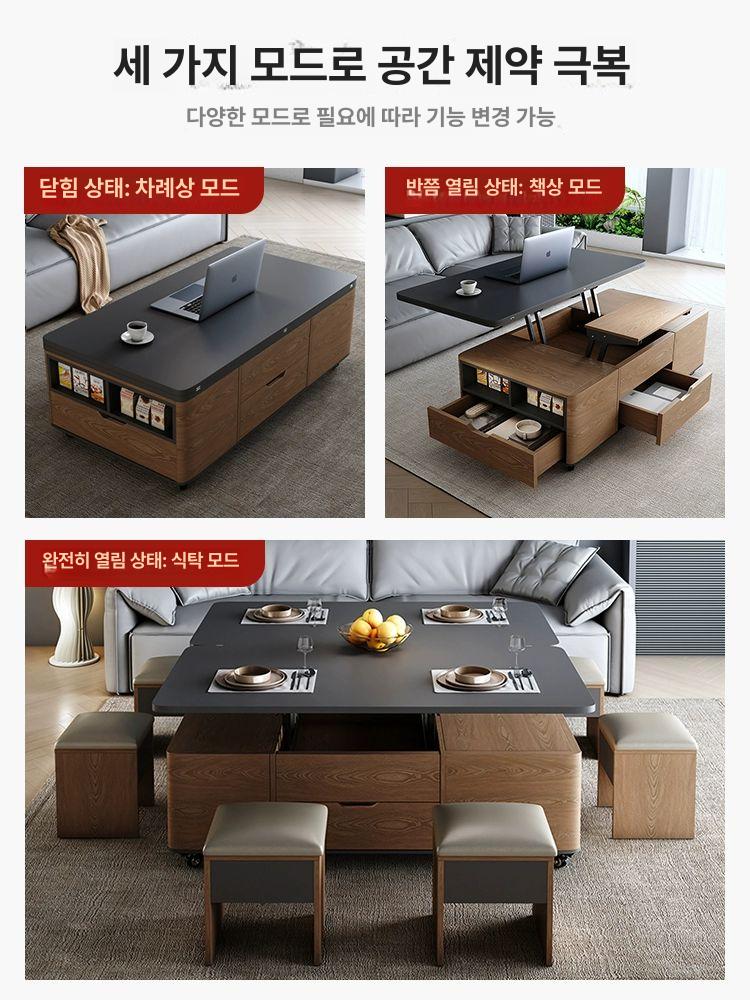 높이조절 리프팅 사이드테이블 소파옆 침대옆 협탁 유압식 접이식 다기능 보조테이블 거실 침실용 이미지 7