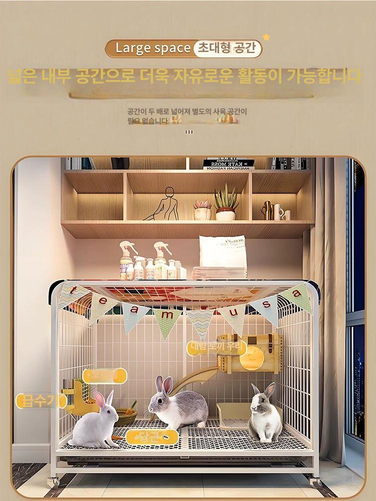 대형 펜스 애견 케이지 이동식 바퀴달린 강철 철망 반려견 실내 가정용 견사 고양이 보호 동물 안전 우리 - 상세 이미지 4