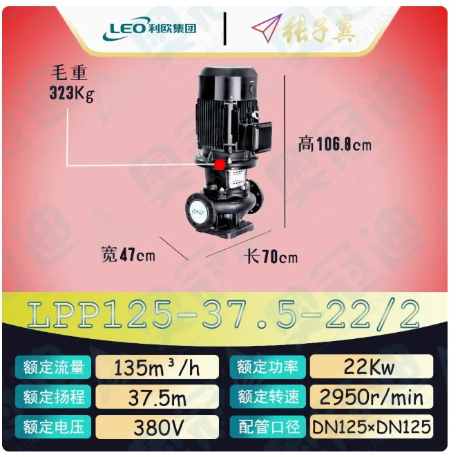 LEO LPP 바닥판이 없는 수직 파이프라원심 순환 펌프 LPP125-37.5-22/2 125-35-30/4 125-31-22/4 125-28-18.5