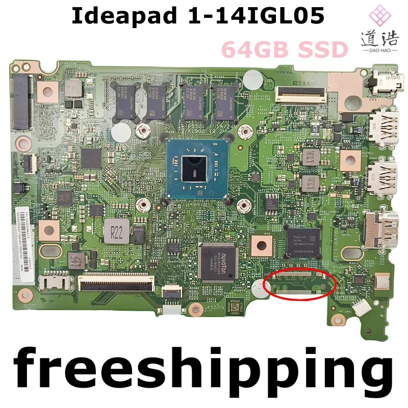 19705-1M Lenovo호환 Ideapad 1-14IGL05 노트북 마더보드 5B20S44213 CPU 64GB SSD 메인보드 완전 작동 리퍼