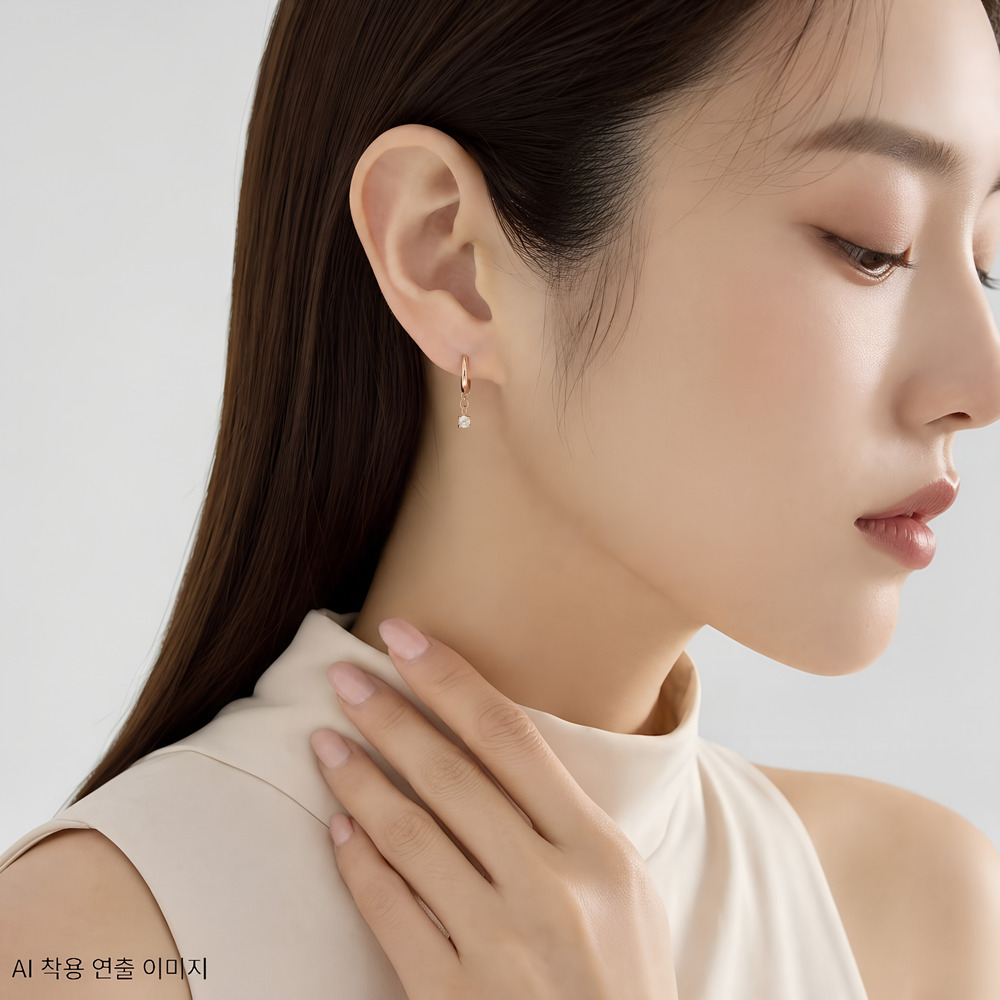 14k 큐빅 원터치 귀걸이 OPPE0177 이미지 7