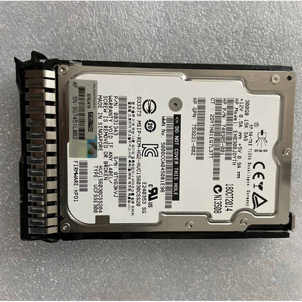 hp호환경우 300GB 759208 -B21 300G SAS 15K 12G 2.5 759546 -001 서버 하드