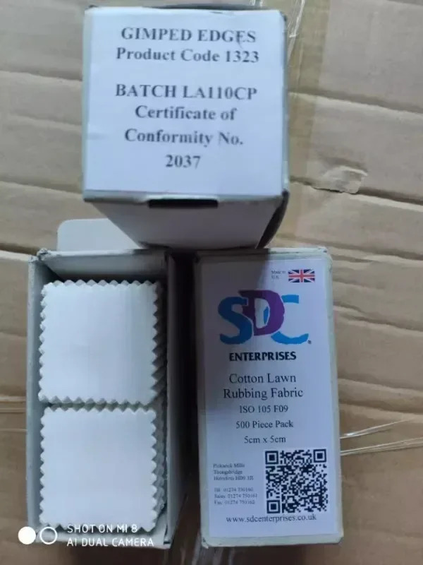 SDC ISO 표준 마찰 천 건식 습식 면 흰색 F09 단일 섬유 500 개/상자
