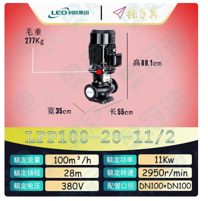 LEO LPP 바닥판이 없는 수직 파이프라원심 순환 펌프 LPP100-24-15/2 LPP100-20-11/2 100-35-15/2 100-28-11