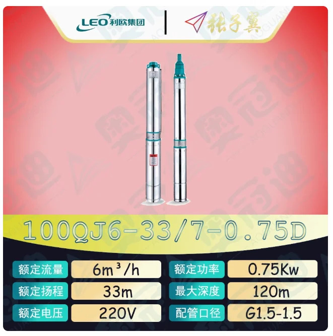 LEO QJ 깊은 우워터펌프 하이 리프트 스테인레스 스틸 단상 220 100QJ6-24/5-0.55D 100QJ6-33/7-0.75D 100QJ6-43/9-1.1D