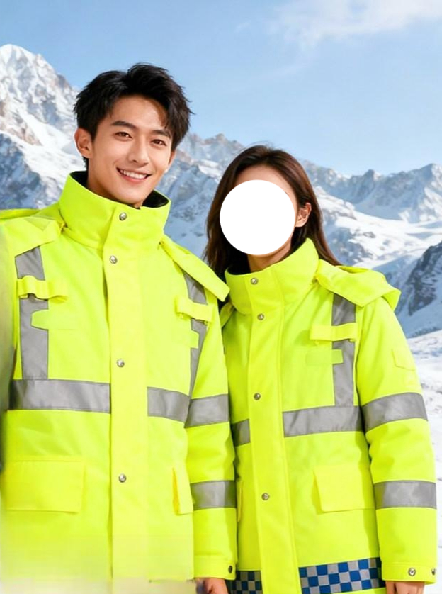 야광작업복 형광 안전복 잠바 라이더 겨울 실크 코튼 옥스포드 천 방수 형광 녹색 리플렉티브 재킷 M /165 - 상품 이미지