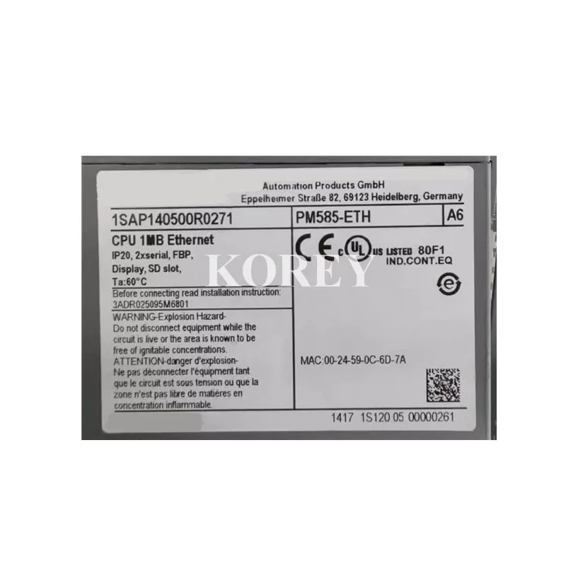 CPU 모듈 PM585-ETH 1SAP 140500 R0271 원본 주세요