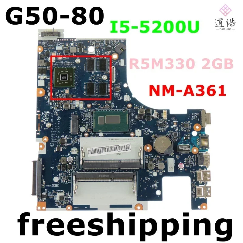 Lenovo호환 G50-80 노트북 마더보드 ACLU3/ACLU4 I5-5200U CPU R5M330 2GB DDR3 메인보드NM-A361 완전 작동 리퍼