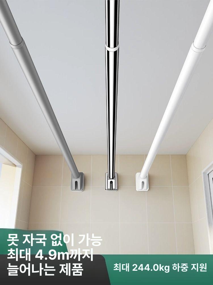 욕실 텔레스코픽 행거 강력 압축봉 막대 연장 무타공 벽면  이중 틈새용 자취 원룸 빨래 지지대 - 상세 이미지 2