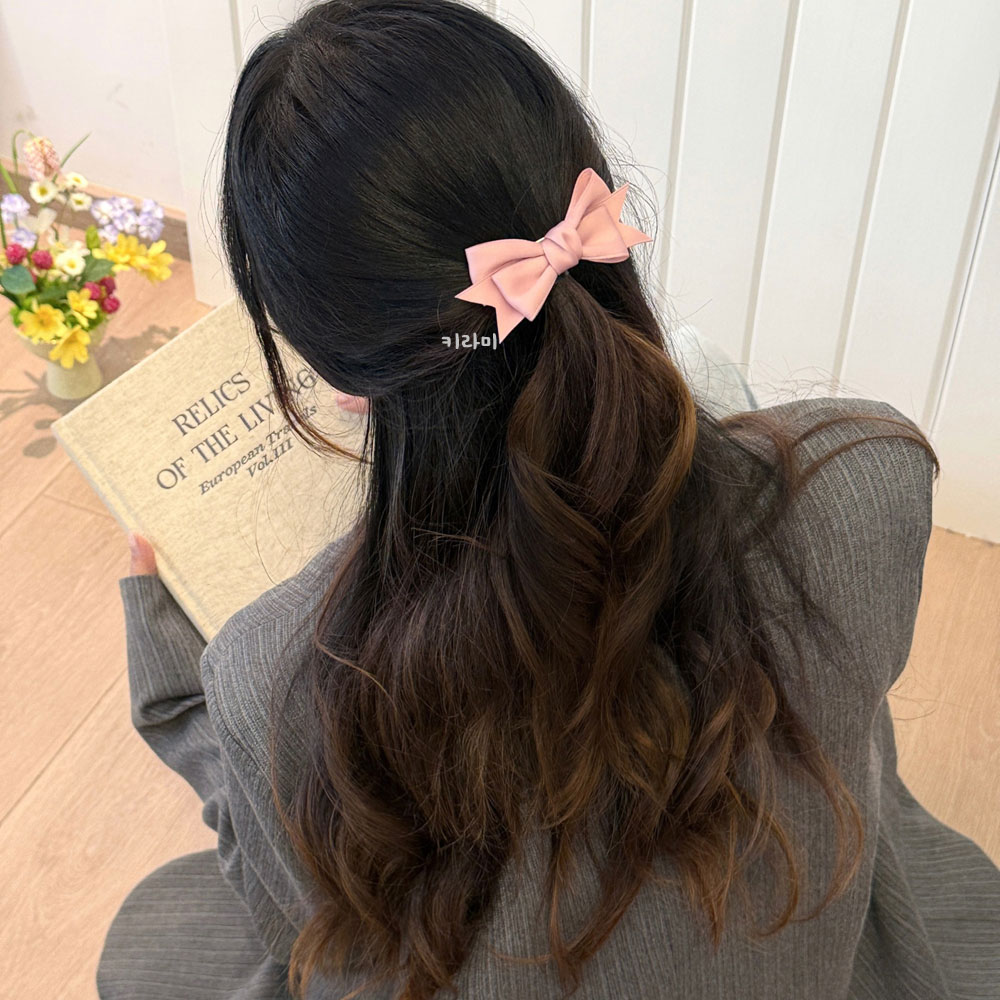 예쁜 리본핀 옆머리삔 러블리헤어핀 포인트 왕리본 머리핀 - 상세 이미지 5