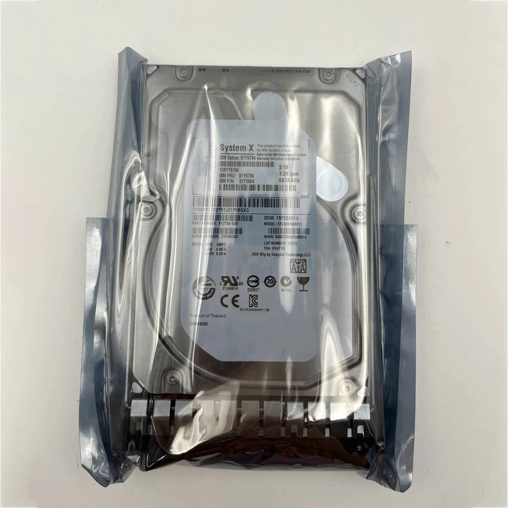 서버 하드 드라이브 2TB 7.2K 6Gb SATA 3.5인치 81Y9794 81Y9795 81Y3864