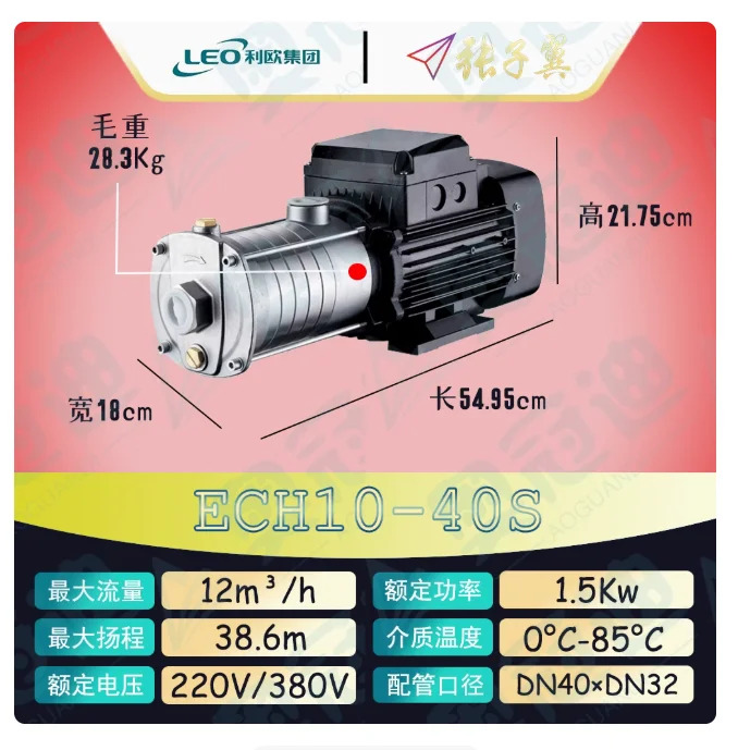 LEO ECH-S 스테인레스 스틸 수평 다단 원심 워터 펌프 단상 220V ECHm10-30S ECHm10-40S ECHm10-50S