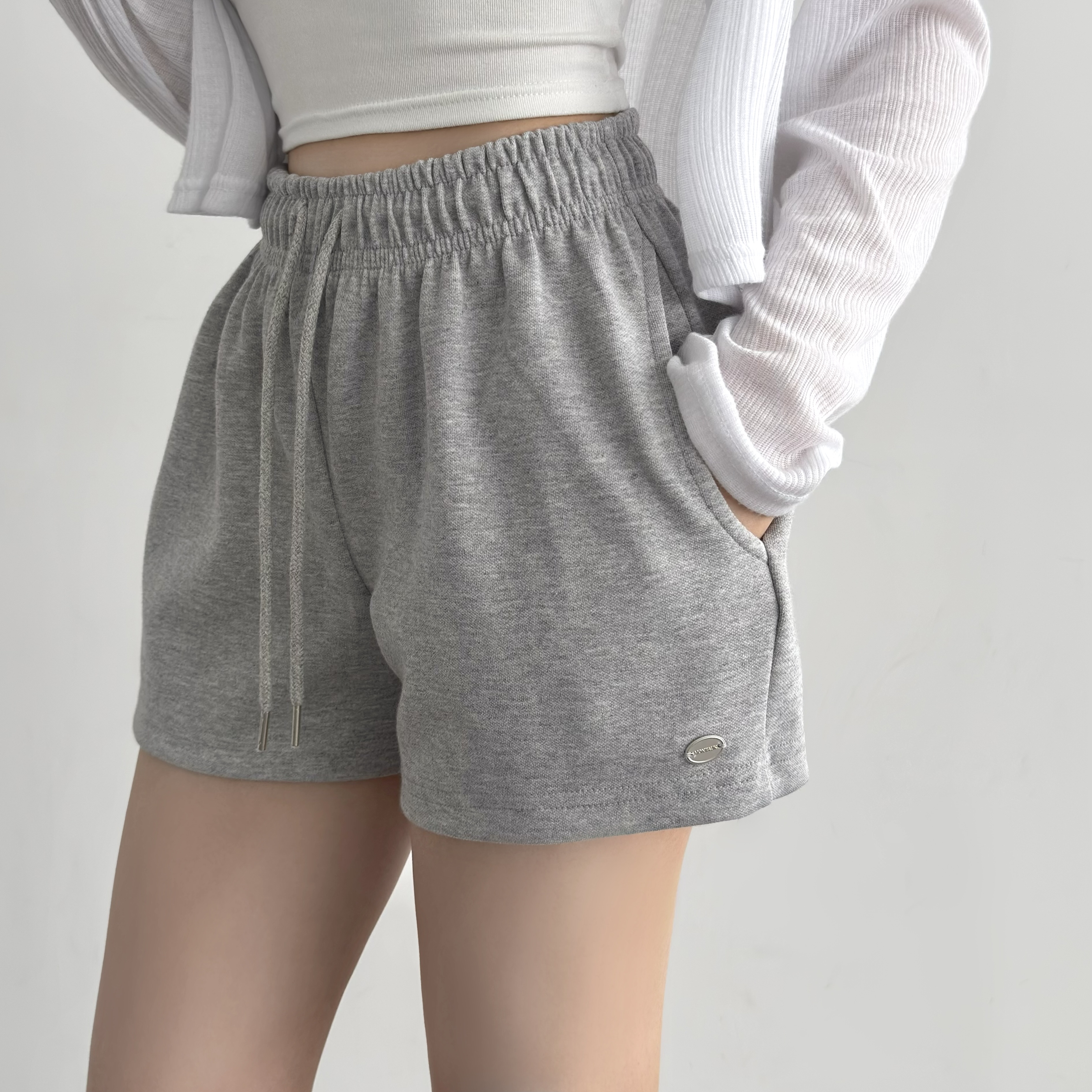 롱다리핏 허리밴딩 팬던트 3부 스트랩 숏팬츠 포켓 트레이닝바지 반바지 - 상세 이미지 3
