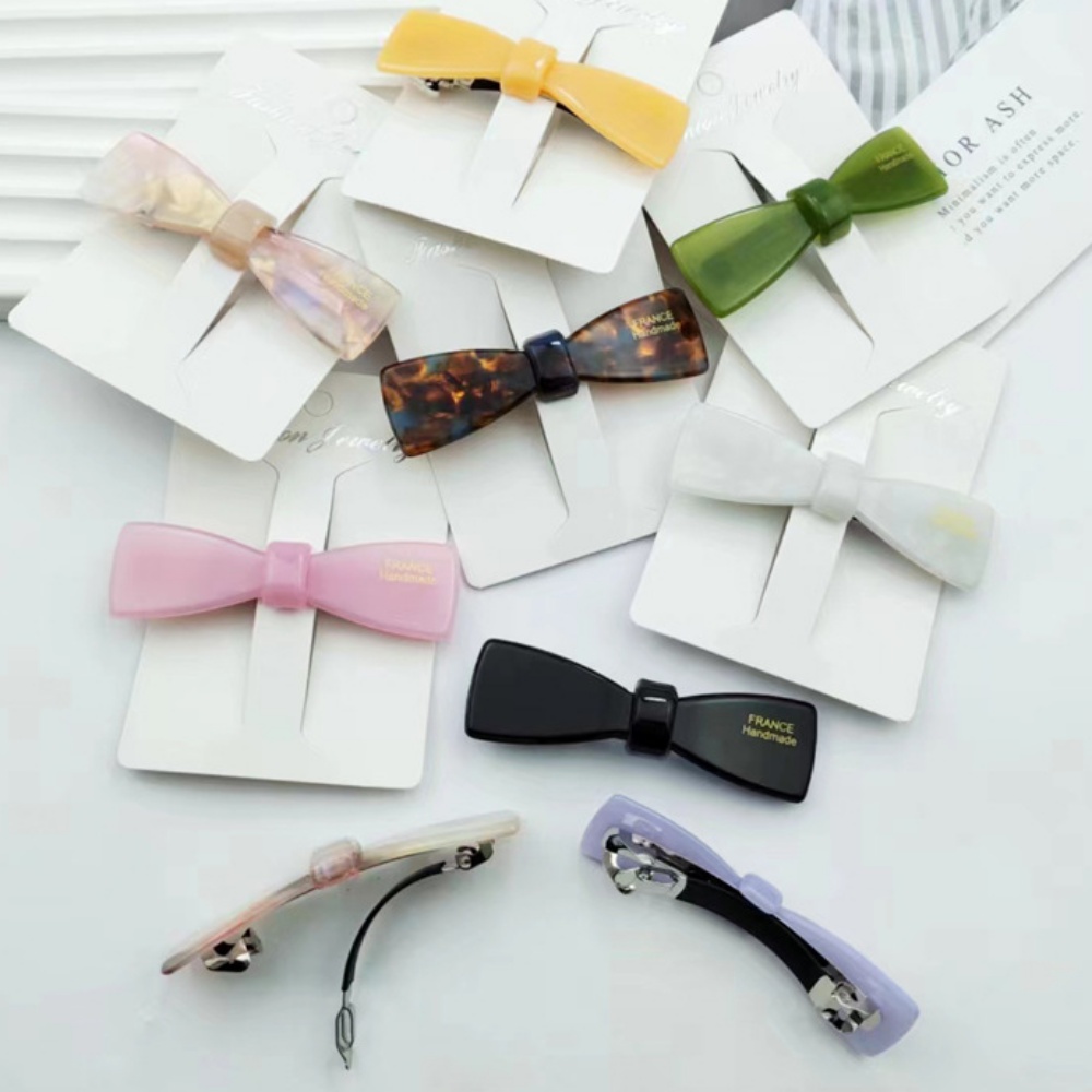 마블 자개 리본 헤어 자동핀 단발 집게핀 - 상품 이미지