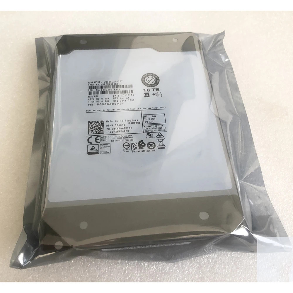 델 R730 R740 SAS 12G 3.5인치 24HF9 024HF9 MG08SCA16TEY 서버 HDD16T