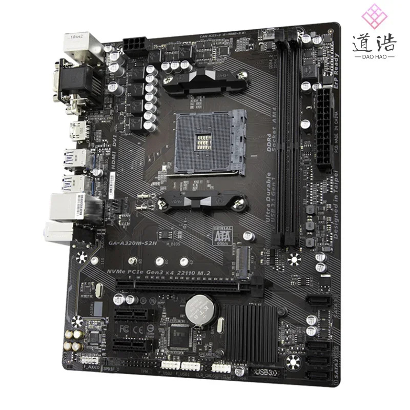 Fo GA-A320M-S2H 마더보드 32GB VGA DVI HDMI M.2 AM4 DDR4 A320 메인보드 완전 WorkMA 리퍼