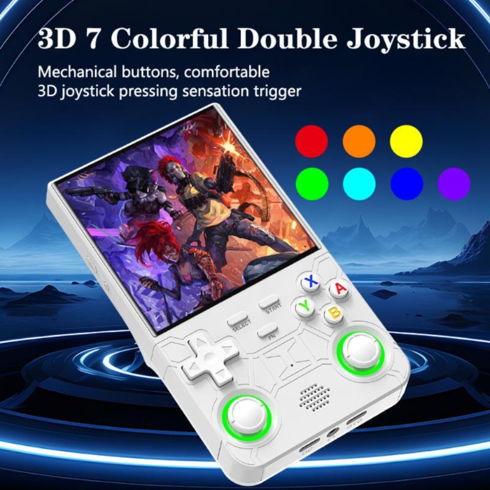 R36Ultra 오픈소스 휴대용 레트로 게임 PSP 투명 블루 64G 영어 - 상품 이미지