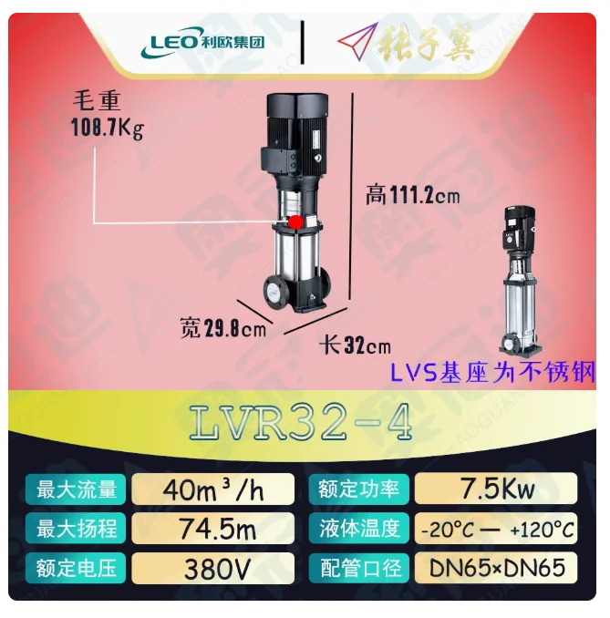LEO LVR/LVS32 스테인레스 스틸 수직 다단식 워터 펌프 LVR32-3-2 LVS32-3-2 LVR32-3 LVS32-3 LVR/LVS32-4-2 LVR/LVS32-4