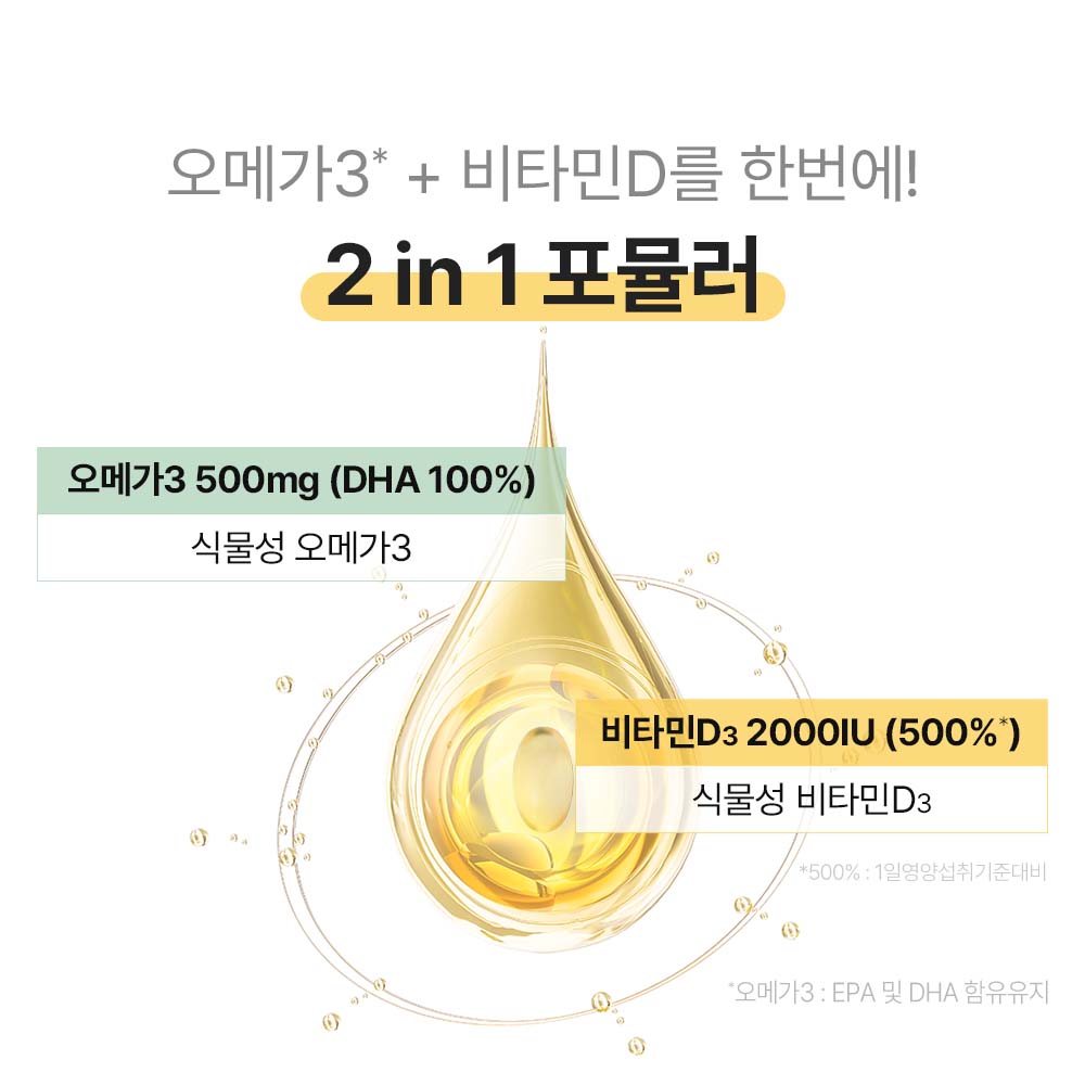 [3+1] 임산부 식물성 알티지 오메가3 + 비타민D 2000IU 미니 캡슐 60캡슐, 4개 이미지 2