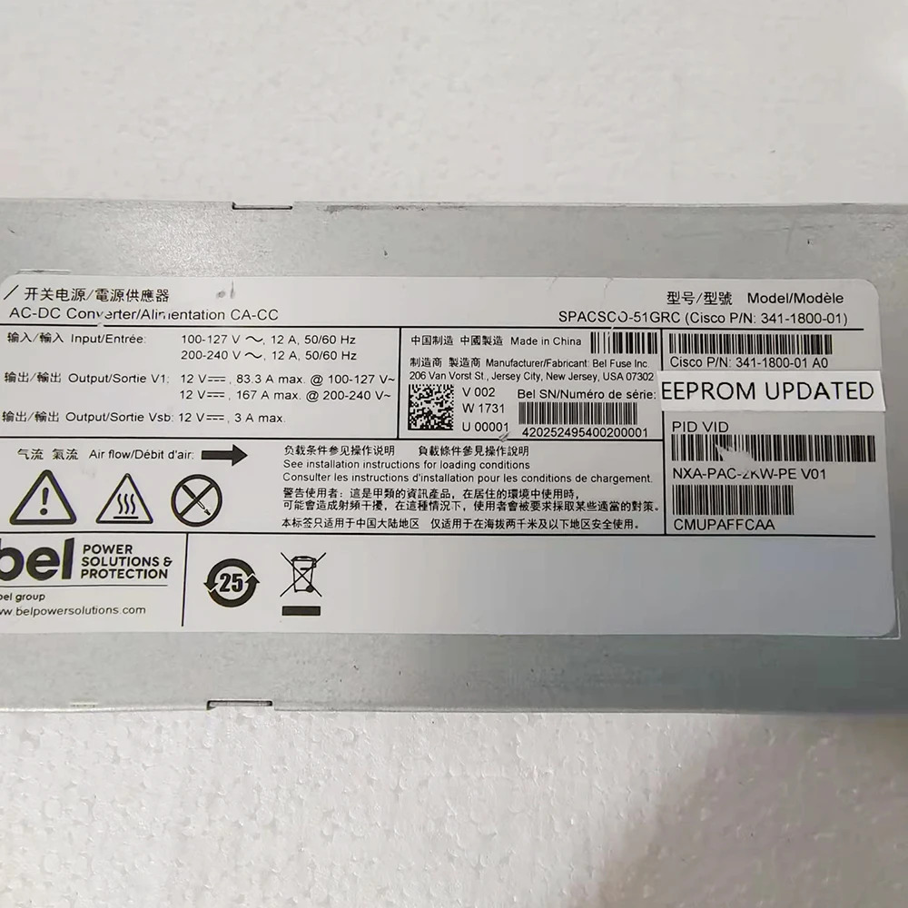 CISCO 2000W 전원공급장치 341-1800-01 NXA-PAC-2KW-PE 리퍼