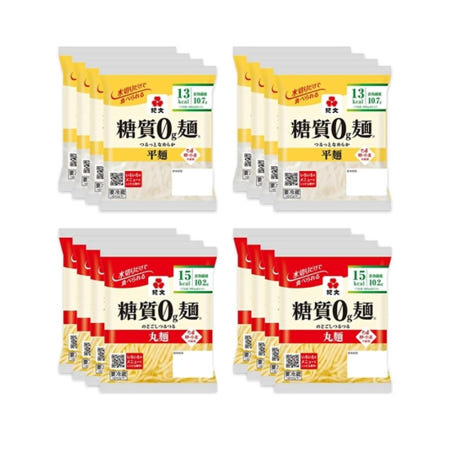 기분 [해외]기분 슈가 제로 플랫 앤 라운드 누들 세트 16팩 Kibun Sugar 0g Noodles, Flat and Round Noodles Set