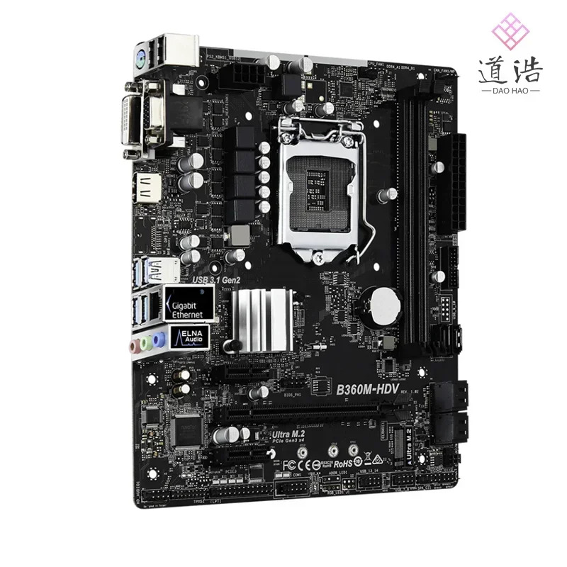 ASRock호환 B360M-HDV 마더보드 32GB HDMI PCI-E3.0 M.2 LGA 1151 DDR4 Micro B360 메인보드 리퍼 완료 작동
