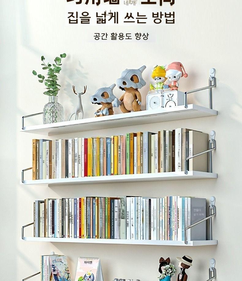 벽걸이 선반 철제 무타공 거실 TV 수납장 흰색 30x15 이음매없는못 무자국 못 접착 - 상세 이미지 5