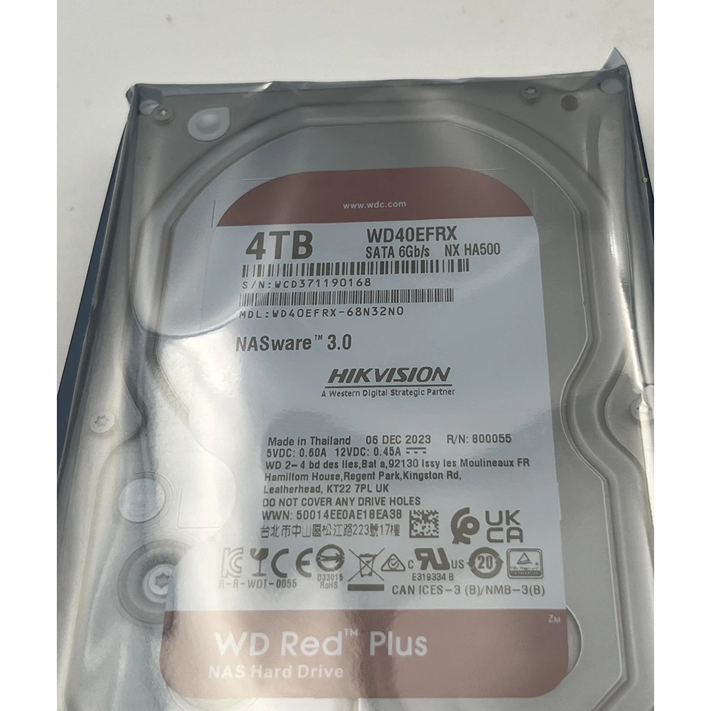 WD40EFRX 4T 3.5인치 NAS 서버 하드 5400RPM 64M SATA