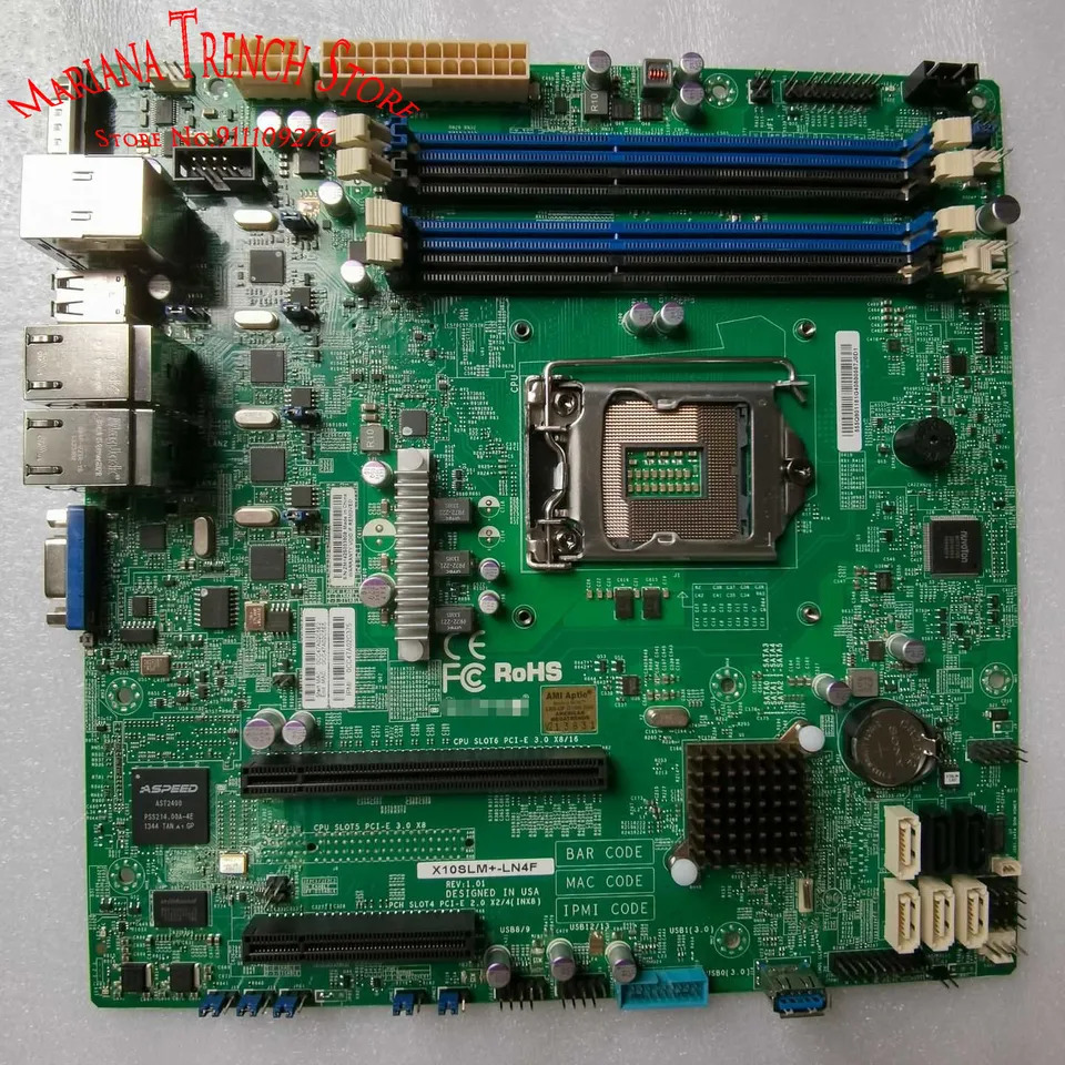 슈퍼마이크로 마더보드X10SLM -LN4F LGA1150 E3-1200 v3/v4 4 세대 코어 i3 DDR3 ECC 쿼드 기가비트 이더넷 LAN 포트