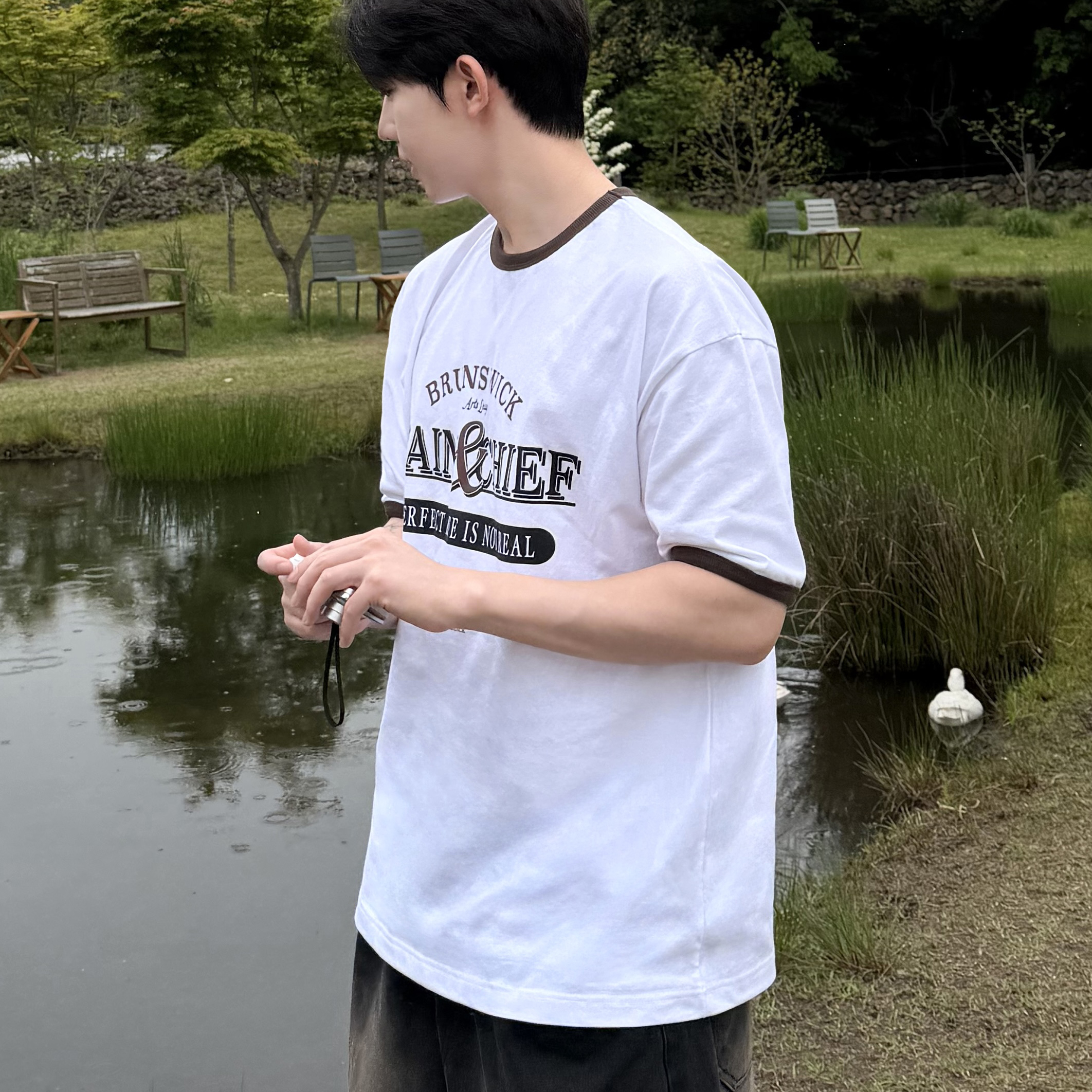 빈티지 링거 프린팅 오버핏 반팔티 메인치프 이미지 6