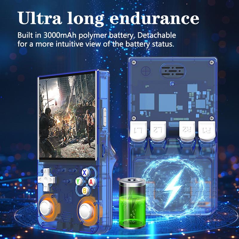 R36Ultra 오픈소스 휴대용 레트로 게임 PSP 투명 블루 64G 영어 - 상세 이미지 4
