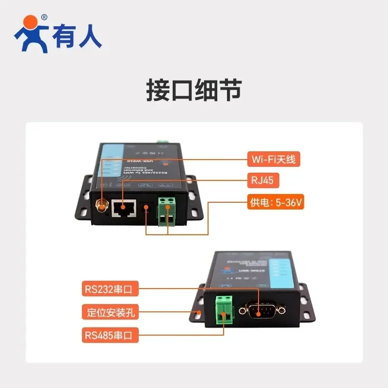 WIFI 무선 직렬 포트 서버 네트워크 모듈 유산업 등급 W610 RS232/485-WIFI/RJ45