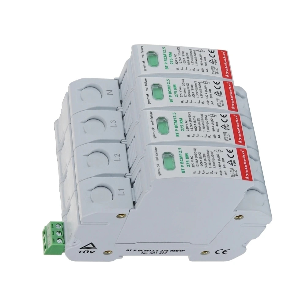 AC 서지 보호기 230V/400V/320V 12.5kA 30kA 60kA SPD 4P T1T2 3상 TNS 보호 장치