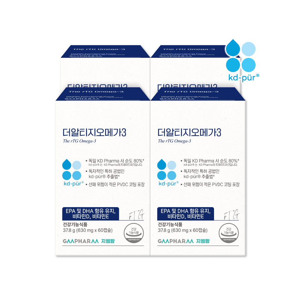 지엠팜 더 알티지 rTG 오메가3 KD파마 초임계 임산부 비타민D 청소년 60캡슐, 4개 이미지