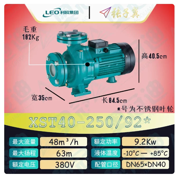 LEO XST 표준 수평 원심 워터 펌프 스테인레스 스틸 임펠러 XST40-200/55x XST40-200/75x XST40-250/92x 40-250/110