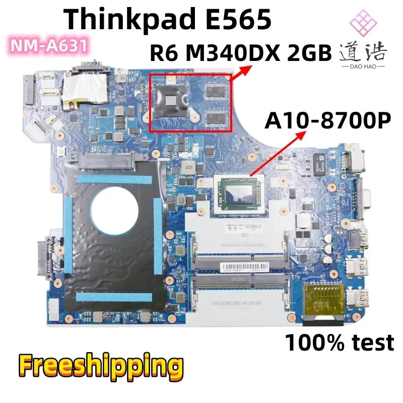 NM-A631 Lenovo호환 Thinkpad E565 노트북 마더보드 BE565 Rev1.0 01AW123 A10-8700P CPU R6 M340DX 2GB GPU DDR3 완