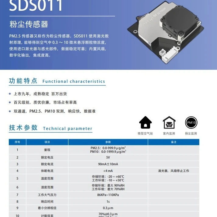 레이저 PM2.5 센서 SDS011 미립물질 USB 데이터 케이블이 포함된 먼지