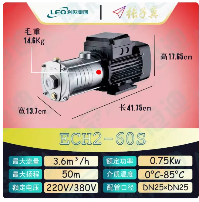LEO ECH-S 스테인레스 스틸 수평 다단 원심 워터 펌프 3상 220V ECH2-60S ECH4-20S ECH4-30S ECH4-40S