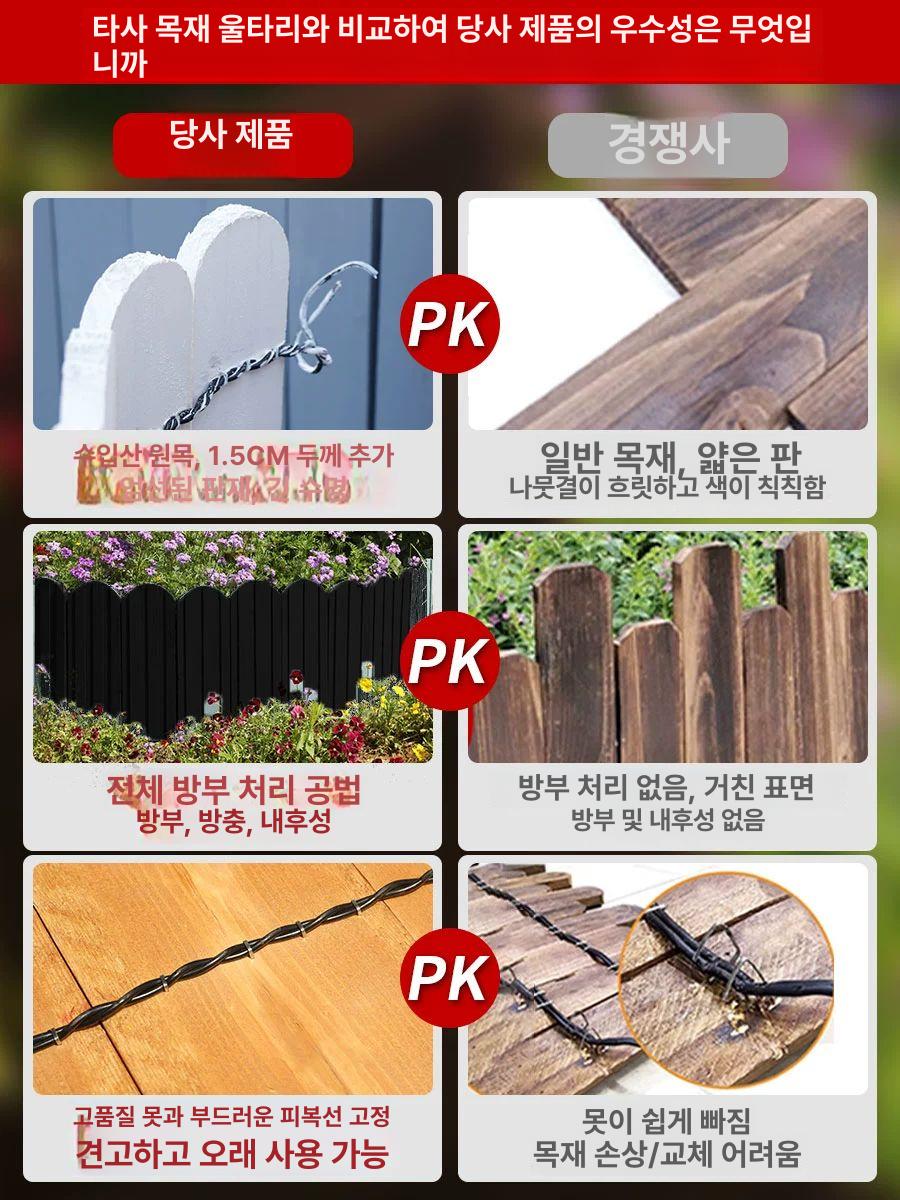 부식방지 정원울타리 꾸미기 분리대 담장 미니휀스 통나무 야외 경계 방부목 목재 - 상세 이미지 5